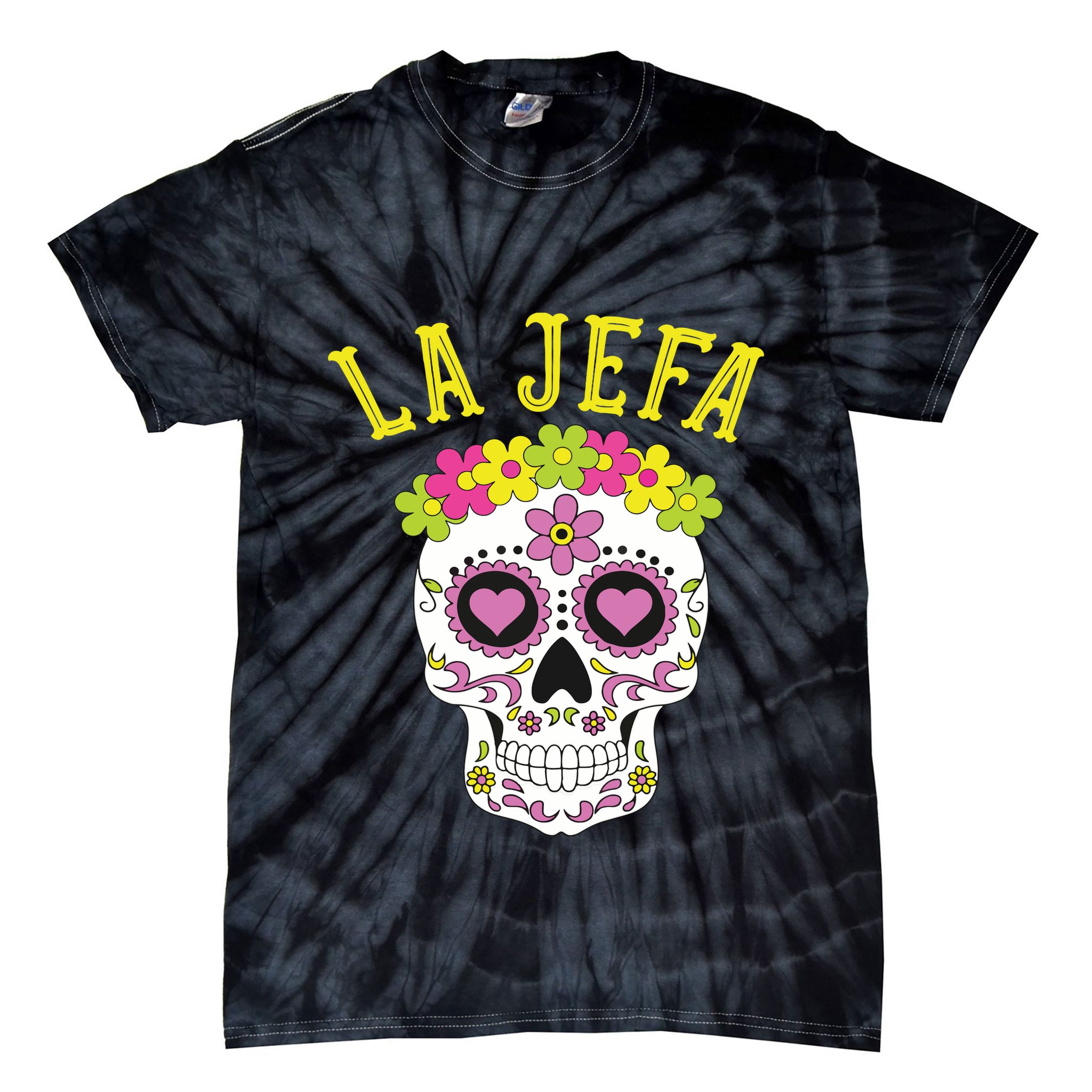 La Jefa Sugar Skull Dia De Los Muertos Costume Tie-Dye T-Shirt