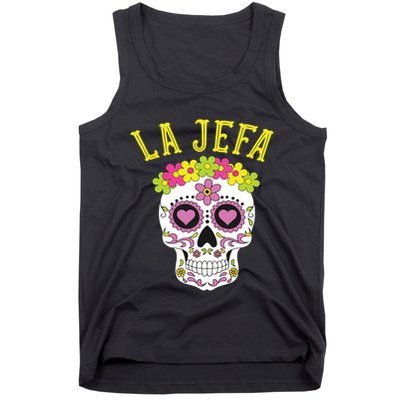 La Jefa Sugar Skull Dia De Los Muertos Costume Tank Top