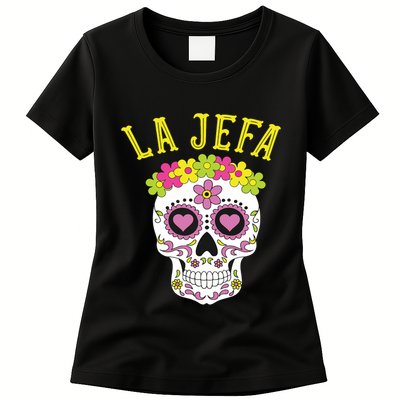 La Jefa Sugar Skull Dia De Los Muertos Costume Womens T-Shirt