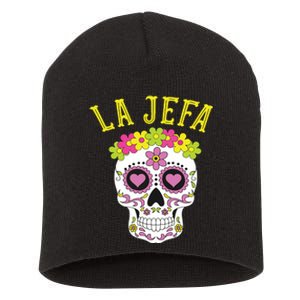 La Jefa Sugar Skull Dia De Los Muertos Costume Short Acrylic Beanie