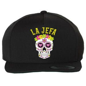 La Jefa Sugar Skull Dia De Los Muertos Costume Wool Snapback Cap