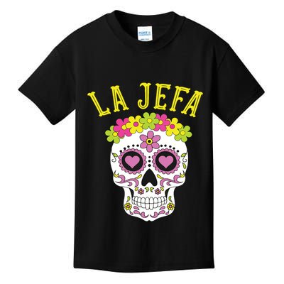 La Jefa Sugar Skull Dia De Los Muertos Costume Kids T-Shirt