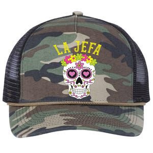 La Jefa Sugar Skull Dia De Los Muertos Costume Retro Rope Trucker Hat Cap