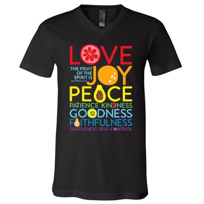 Love Joy The Fruit Of The Spirit Is Galatians V-Neck T-Shirt