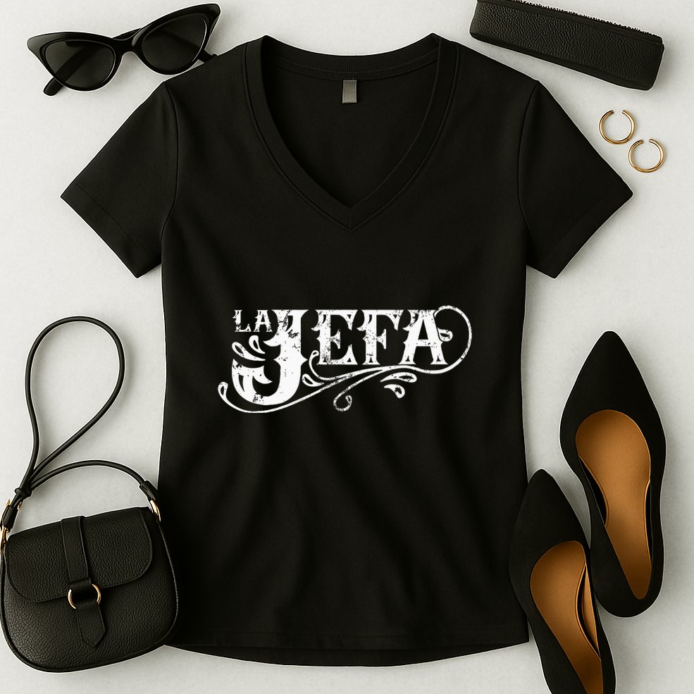 La Jefa The Boss In Spanish Funny Mexican Quote Women's V-Neck T-Shirt