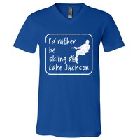 Lake Jackson Texas Id Rather Be Water Skiing Cool Gift V-Neck T-Shirt