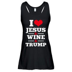 Love Jesus Wine Trump Religious Christian Faith Ladies Essential Flowy Tank