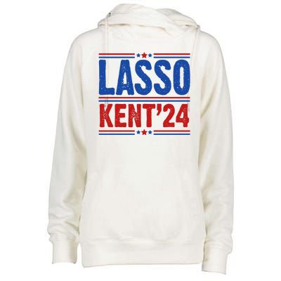 Lasso Kent 2024 Distressed Politcal Womens Funnel Neck Pullover Hood