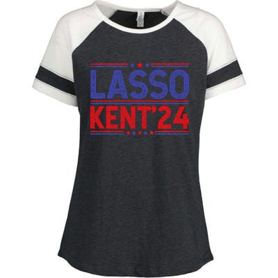 Lasso Kent 24 Funny Usa Flag Sports 4th Of July Election Enza Ladies Jersey Colorblock Tee