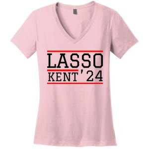 Lasso Kent 2024 Red And Blue American Women's V-Neck T-Shirt