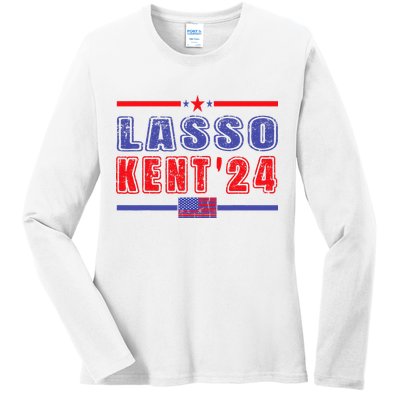 Lasso Kent 24 Funny Usa Flag Sports 4th Of July Ladies Long Sleeve Shirt