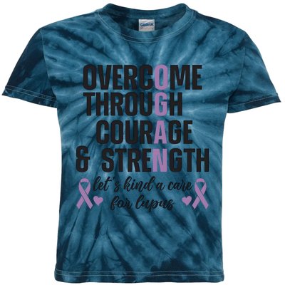 LetS Kind A Care For Lupus Overcome Through Courage And Strength Kids Tie-Dye T-Shirt