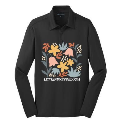 Let Kindness Bloom Floral Flower Silk Touch Performance Long Sleeve Polo