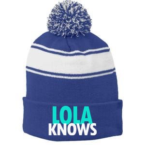 Lola Knows Best Grandma Ever Filipino Nanay Gma Mom Funny Gift Stripe Pom Pom Beanie