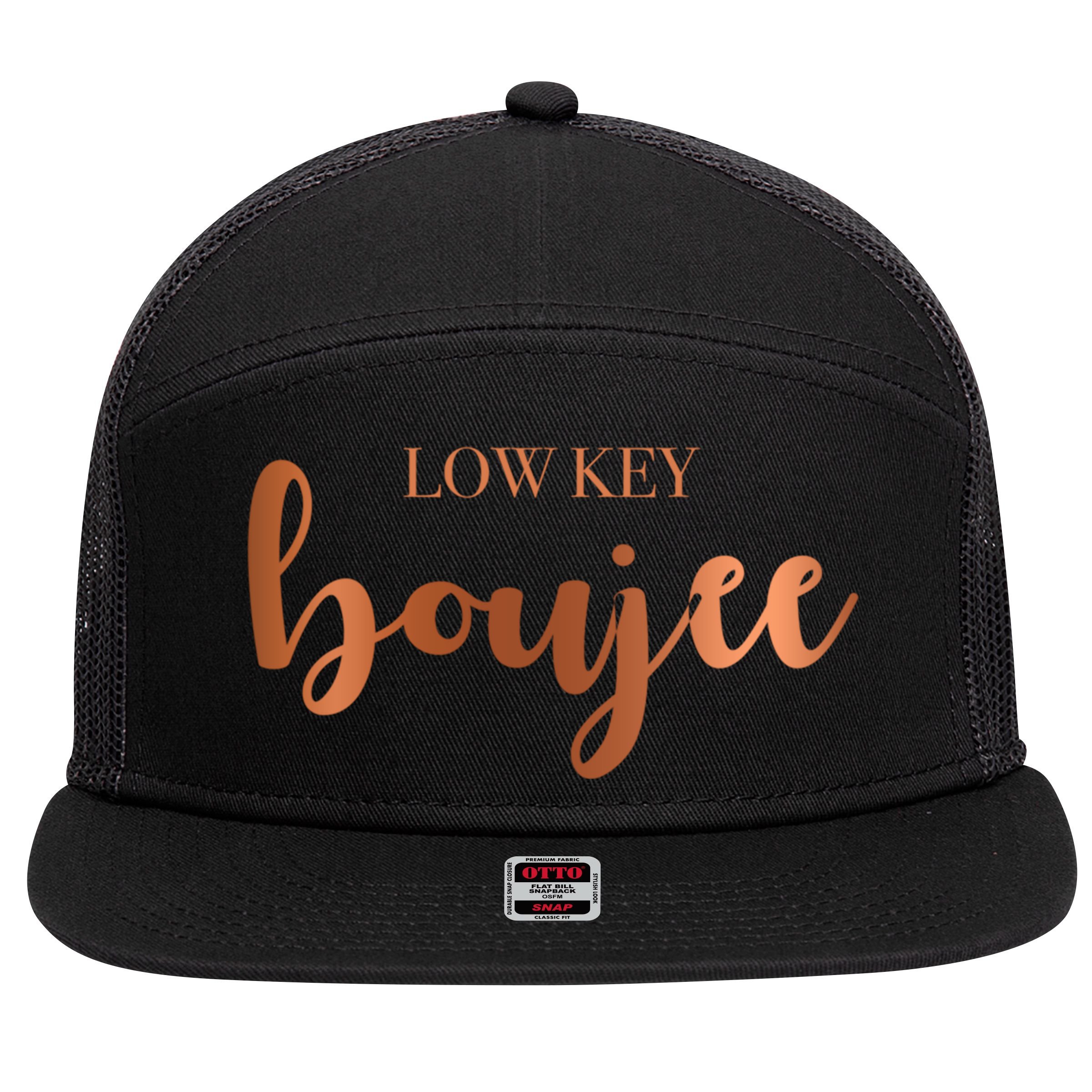 Low Key Boujee Babe Gift 7 Panel Mesh Trucker Snapback Hat