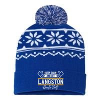 Langston Keep Calm And Let Langston Handle That Gift USA-Made Snowflake Beanie