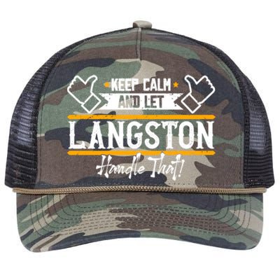 Langston Keep Calm And Let Langston Handle That Gift Retro Rope Trucker Hat Cap