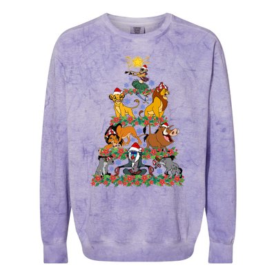 Lion King Characters Group Christmas Tree Mouse Very Merry Xmas Party Colorblast Crewneck Sweatshirt