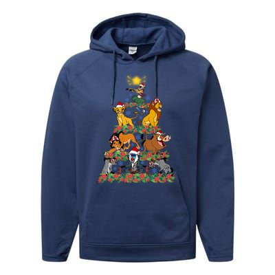 Lion King Characters Group Christmas Tree Mouse Very Merry Xmas Party Performance Fleece Hoodie