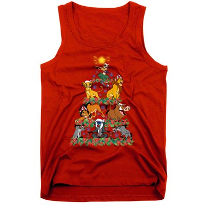 Lion King Characters Group Christmas Tree Mouse Very Merry Xmas Party Tank Top