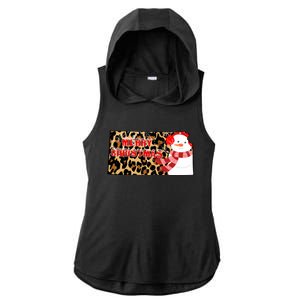 Leopard Kansas Christmas With Snowman Ladies PosiCharge Tri-Blend Wicking Draft Hoodie Tank