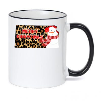 Leopard Kansas Christmas With Snowman 11oz Black Color Changing Mug