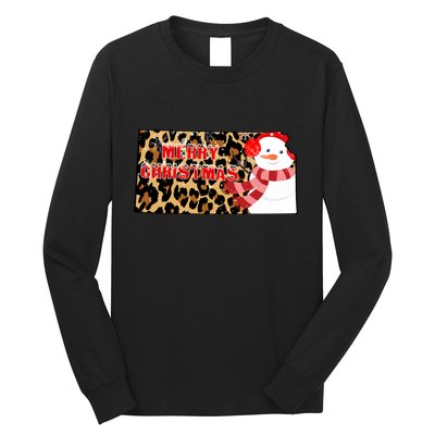 Leopard Kansas Christmas With Snowman Long Sleeve Shirt