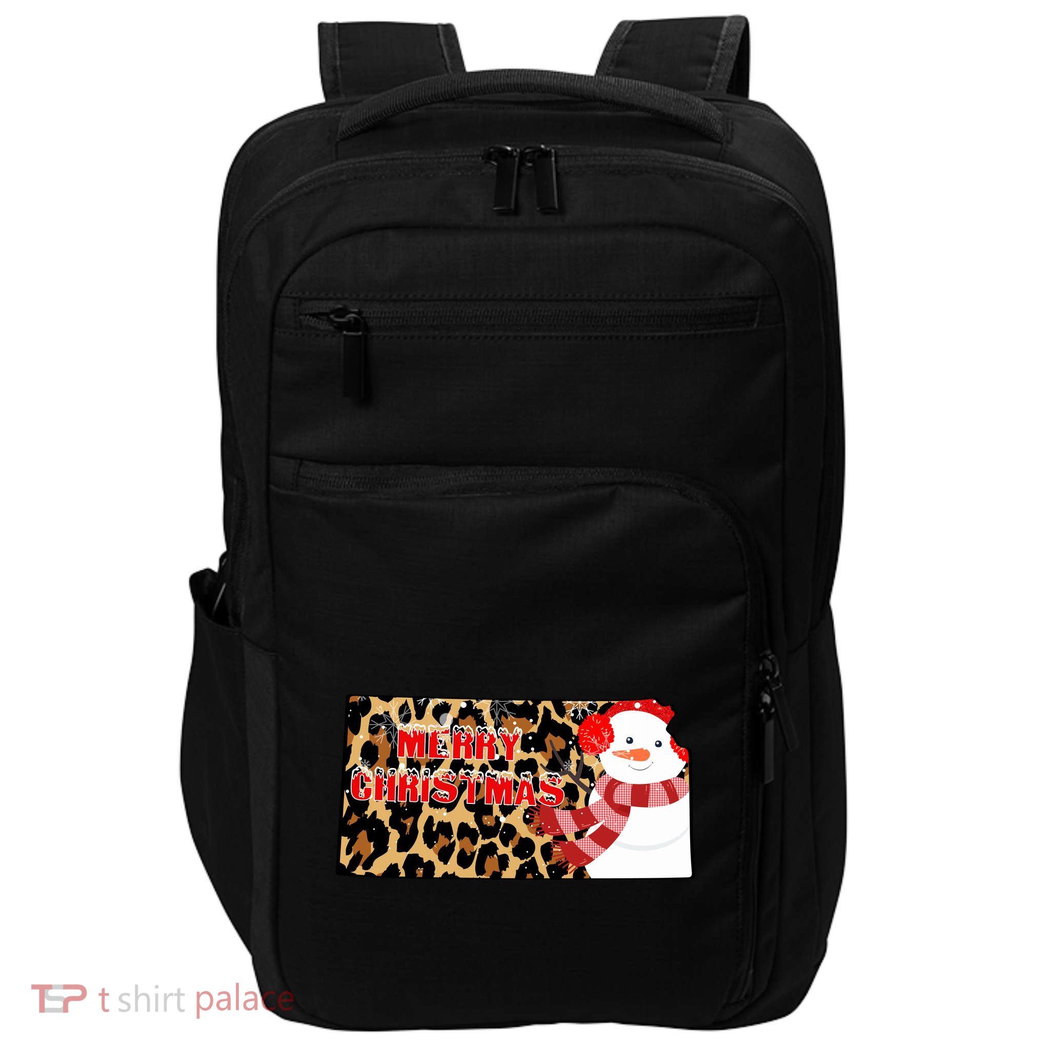 Leopard Kansas Christmas With Snowman Impact Tech Backpack