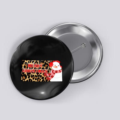 Leopard Kansas Christmas With Snowman Button