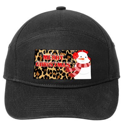 Leopard Kansas Christmas With Snowman 7-Panel Snapback Hat