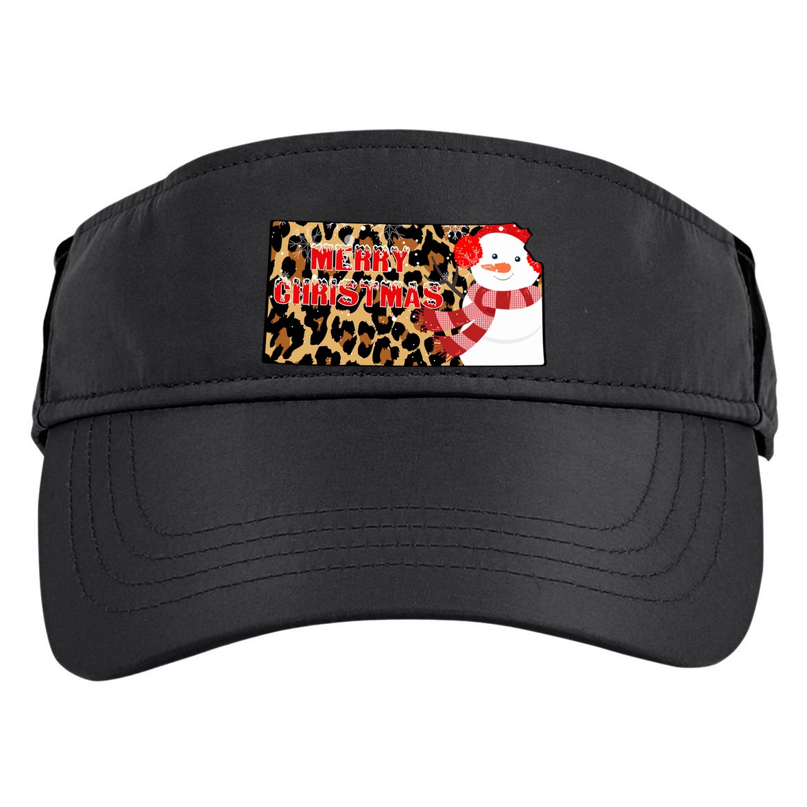 Leopard Kansas Christmas With Snowman Adult Drive Performance Visor