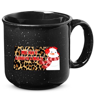 Leopard Kansas Christmas With Snowman 15oz Campfire Ceramic Mug