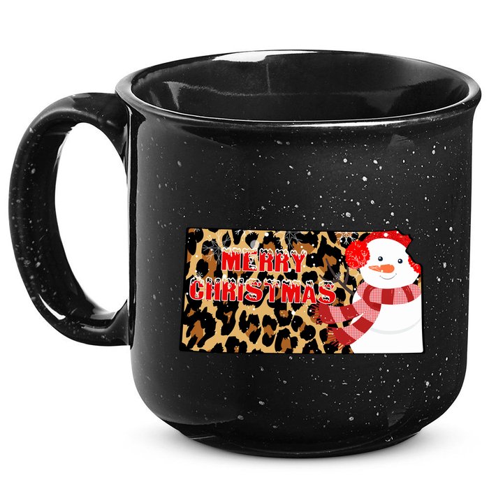 Leopard Kansas Christmas With Snowman 15oz Campfire Ceramic Mug