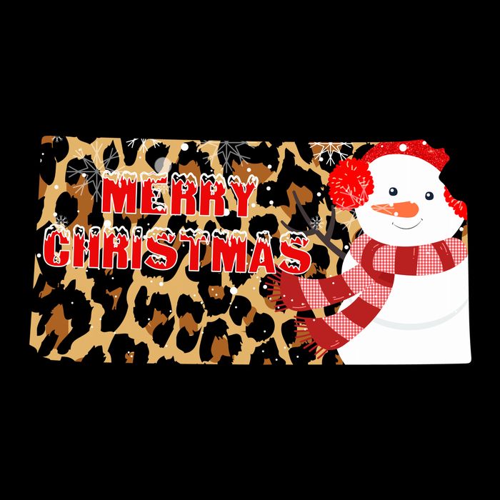 Leopard Kansas Christmas With Snowman Drawstring Bag