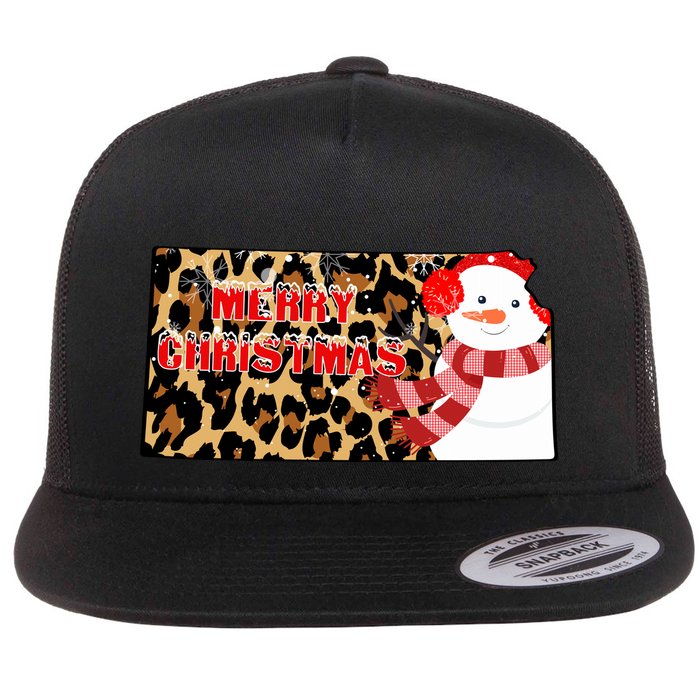 Leopard Kansas Christmas With Snowman Flatbill Hat