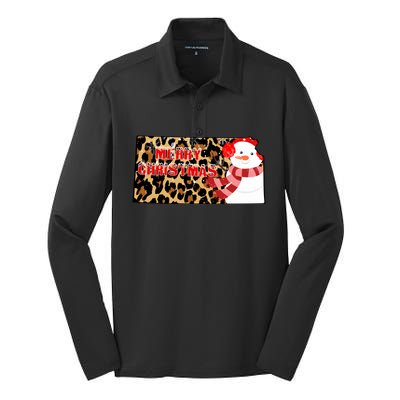 Leopard Kansas Christmas With Snowman Silk Touch Performance Long Sleeve Polo