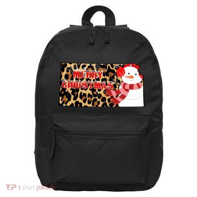 Leopard Kansas Christmas With Snowman 16 in Basic Backpack