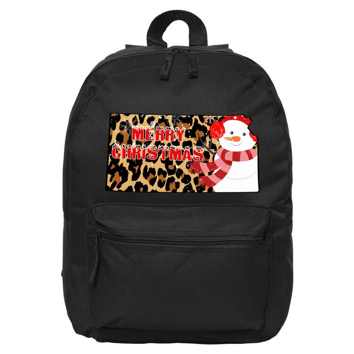 Leopard Kansas Christmas With Snowman 16 in Basic Backpack