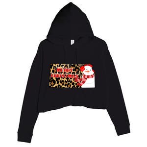 Leopard Kansas Christmas With Snowman Crop Fleece Hoodie