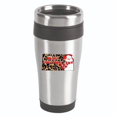 Leopard Kansas Christmas With Snowman 16oz Travel Tumbler