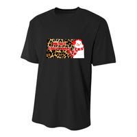 Leopard Kansas Christmas With Snowman Youth Performance Sprint T-Shirt