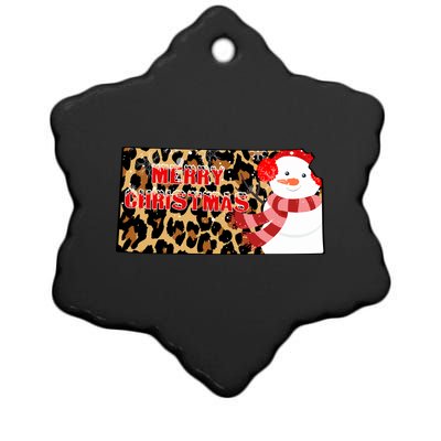 Leopard Kansas Christmas With Snowman Ceramic Star Ornament