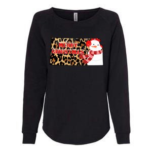 Leopard Kansas Christmas With Snowman Womens California Wash Sweatshirt