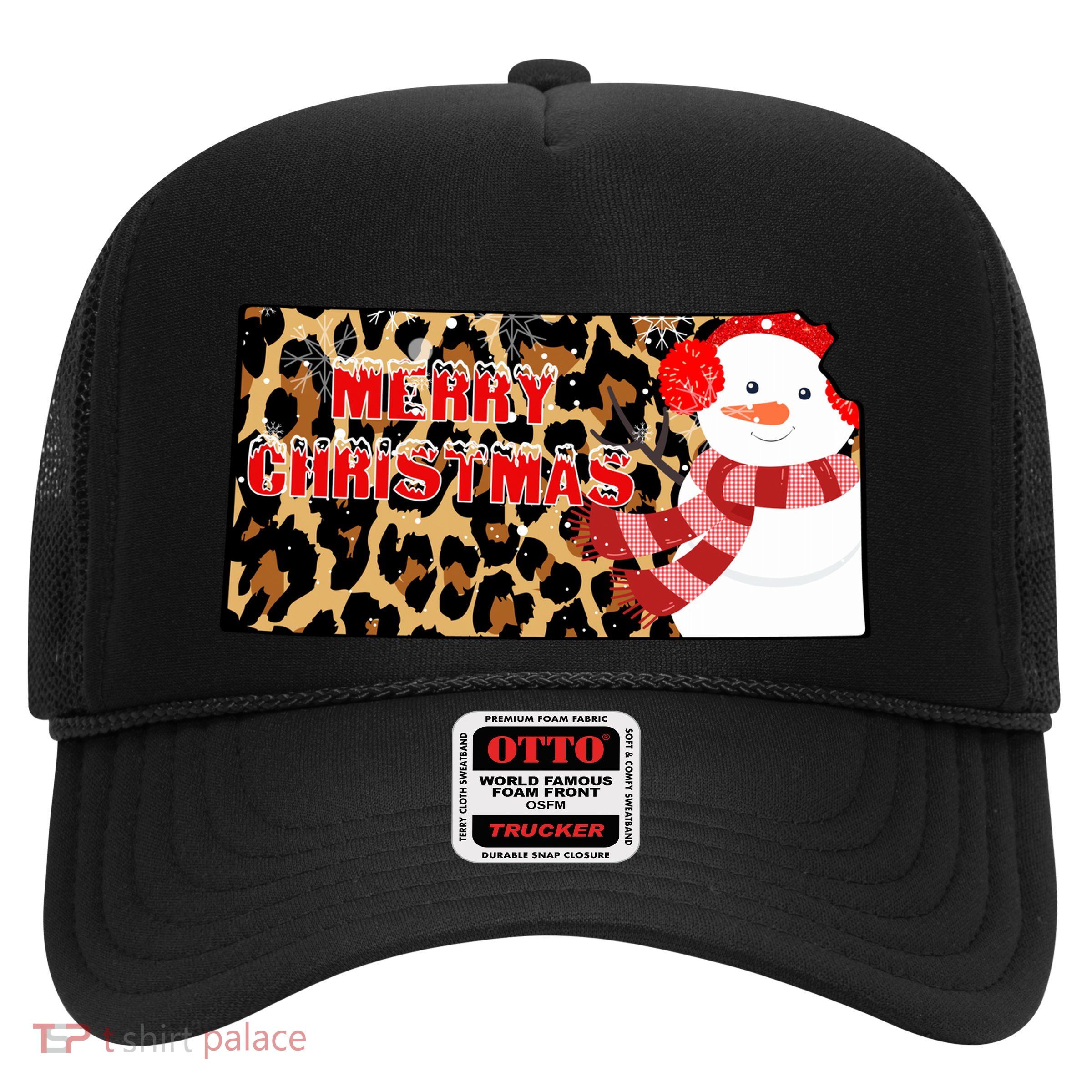 Leopard Kansas Christmas With Snowman Trucker Hat