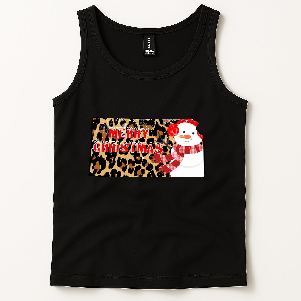 Leopard Kansas Christmas With Snowman Tank Top