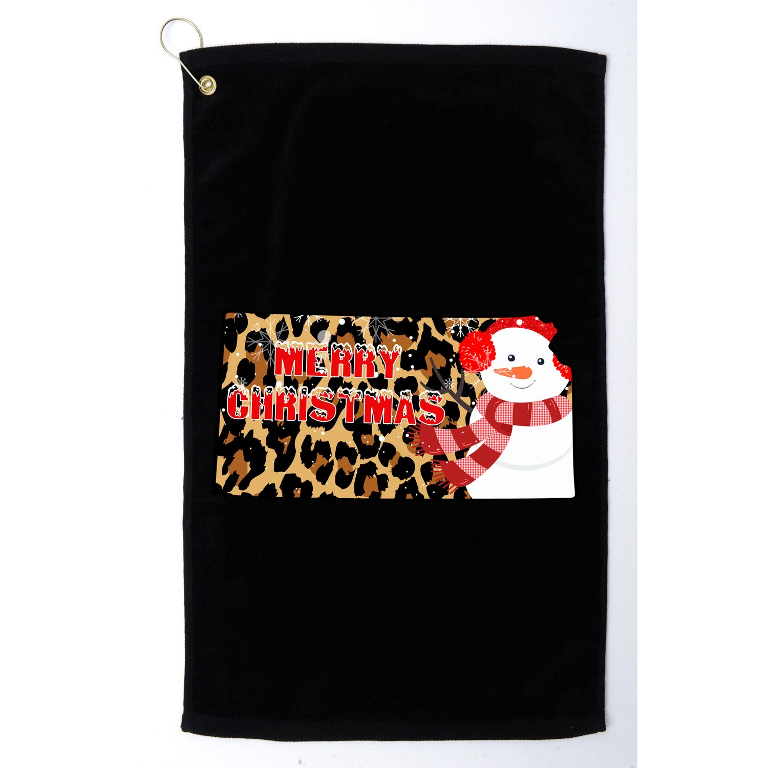 Leopard Kansas Christmas With Snowman Golf Towel