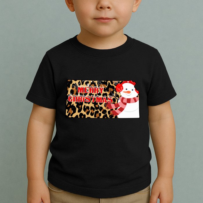 Leopard Kansas Christmas With Snowman Toddler T-Shirt
