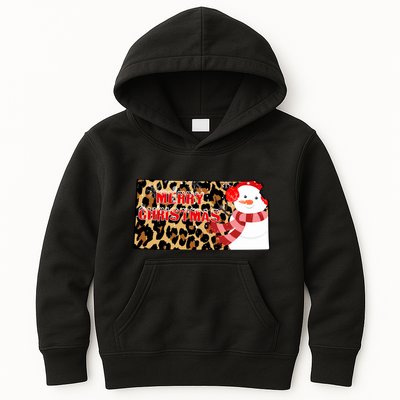 Leopard Kansas Christmas With Snowman Kids Hoodie