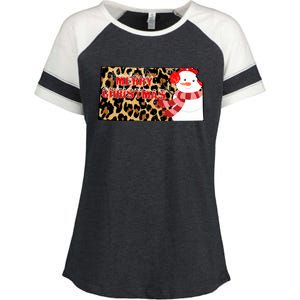 Leopard Kansas Christmas With Snowman Enza Ladies Jersey Colorblock Tee