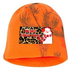 Leopard Kansas Christmas With Snowman Kati - Camo Knit Beanie